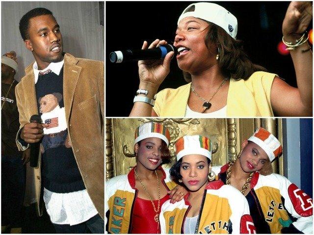 Zdroje zleva: Kanye West reprezentující uhlazenější formu hip hopu, Queen Latifah jako vzor pohlavně neutrální módy, skupina Salt N Pepa předvádějící barvy Jamajky, vše - https://www.fuse.tv