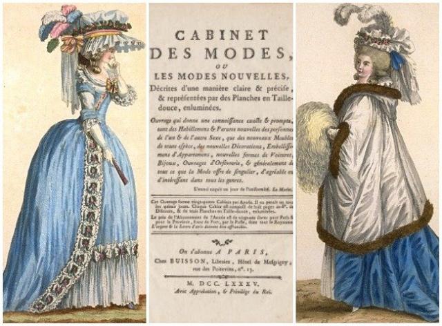 Ilustrace a modely z populárního časopisu Cabinet des Modes, zdroje zleva: www.ekduncan.com, www.commons.wikimedia.org,  www.ekduncan.com