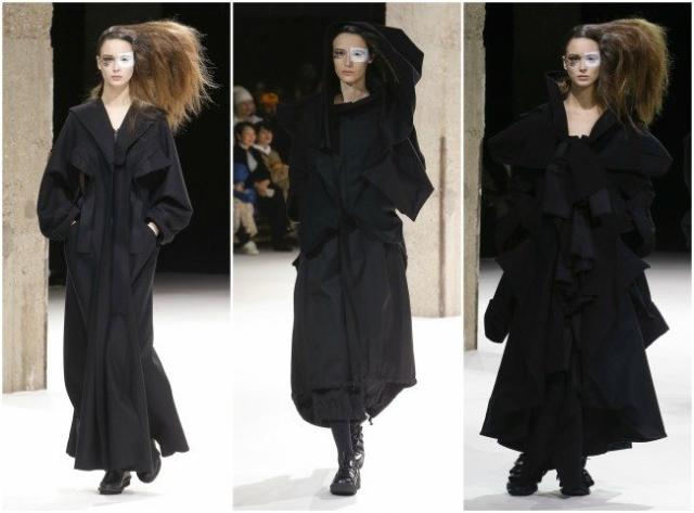 Kolekce Yohji Yamamota podzim 2018. Zdroj: www.vogue.com
