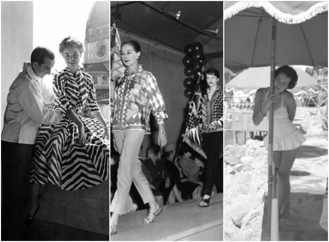 Šaty z 50. let, kolekce z londýnského týdne módy a návrh plavek z ostrova Capri. Zdroje zleva: www.home.emiliopucci.com, www.fashion.mam-e.it