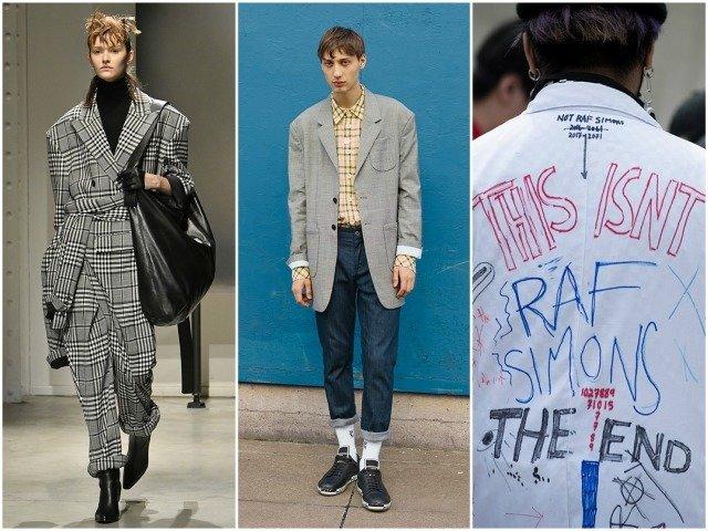 Model z kolekce Jung Wook Juna, ukázka z tvorby Wooyoungmi, reakce na masovou produkci nepravého zboží na korejském trhu. Zdroje zleva: www.juunj.com, www.wooyoungmi.com, www.highsnobiety.com